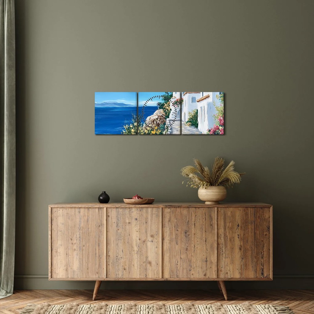 Tablou - Alee lângă mare (cu ceas) (90x30 cm)