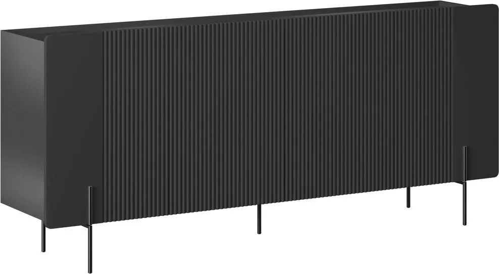 Comodă cu patru uși Malmi 200 cm - negru mat / picioare negre