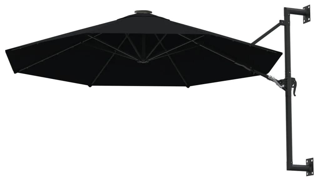 Umbrela de soare de perete cu stalp metalic, negru, 300 cm Negru
