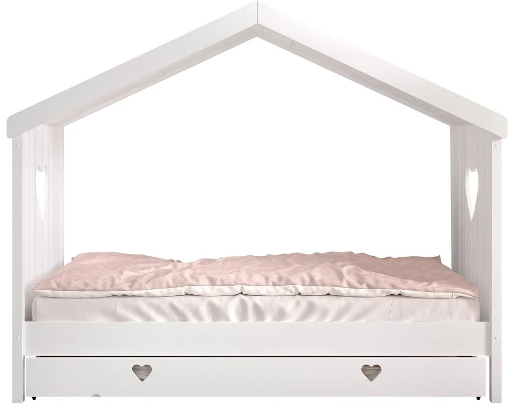 Set AMORI în alb format dintr-un Pat copii Vipack fără cap (90 x 200 cm) și un sertar de Pat copii.