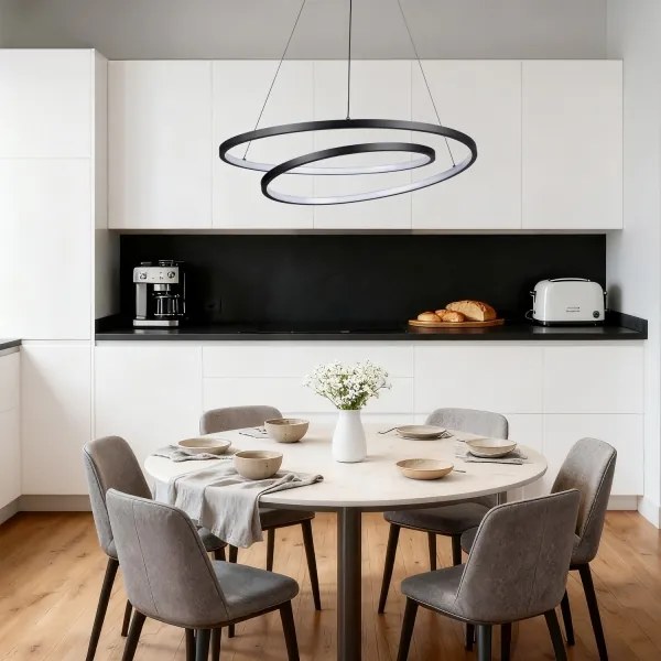 Brilagi-LED Lustră dimmabilă pe cablu TWISTER LED/75W/230V Ø 70 cm, negru + telecomandă