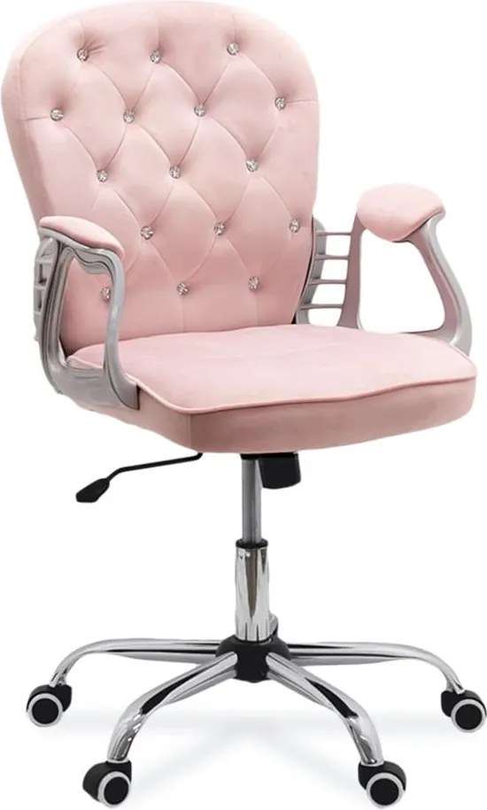 Scaun de birou din catifea elegant OFF 437 roz
