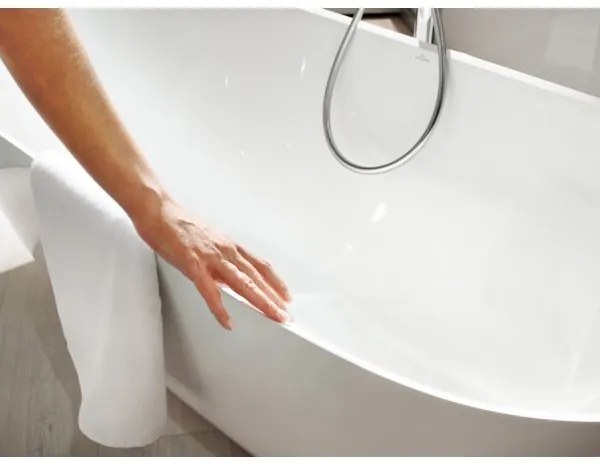 Cada free-standing, Villeroy&amp;Boch Theano, compozit Quaryl, 175x80cm, Alb Alpin, UBQ175ANH7F200V-01