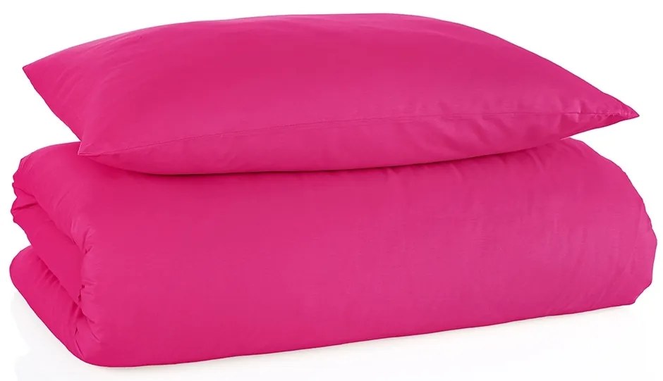 Lenjerie de pat din bumbac Color fucsia, 140 x 200cm, 70 x 90 cm