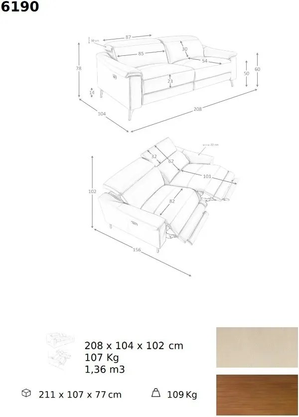 Canapea 3 locuri eleganta, design LUX cu functia relax Cowhide taupe grey