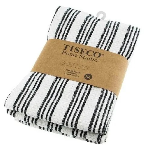 Set 4 prosoape de bumbac Tiseco Home Studio, 50 x 70 cm, negru