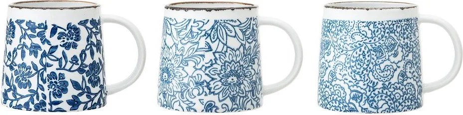 Căni albe/albastre 3 buc. din gresie ceramică Molly – Bloomingville