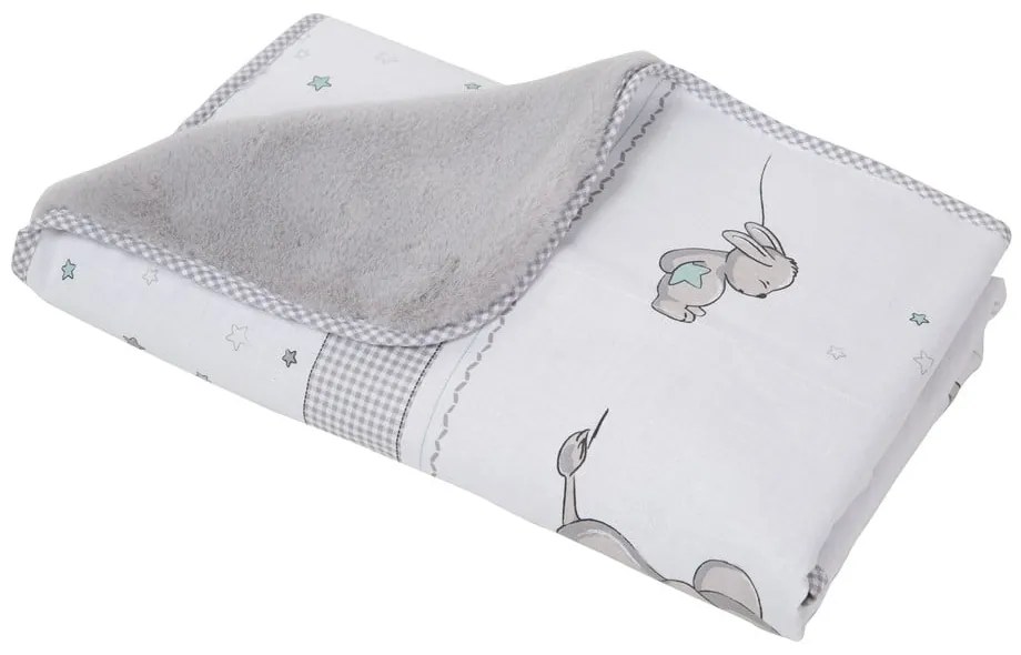 Pătură pentru copii albă/gri din micropluș/cocolino 80x80 cm Sternenzauber – Roba