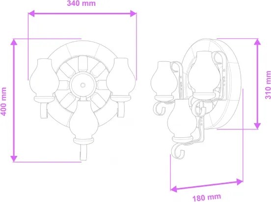 Aplică Brilagi ROATA APLICA 3xE14/40W/230V fag/nuc