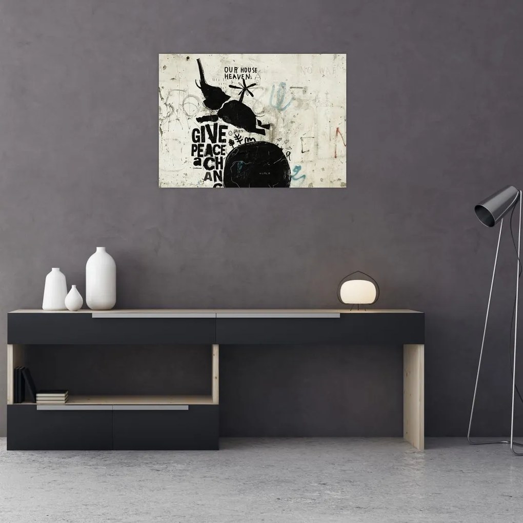 Tablou pe sticlă - Elefant deasupra solului (70x50 cm)