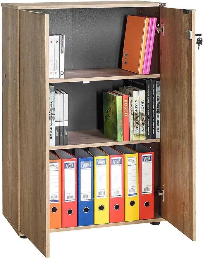 Bibliotecă Adore Rio cu 2 Uși, Cheie și 3 Rafturi, 72 x 109 x 34 cm