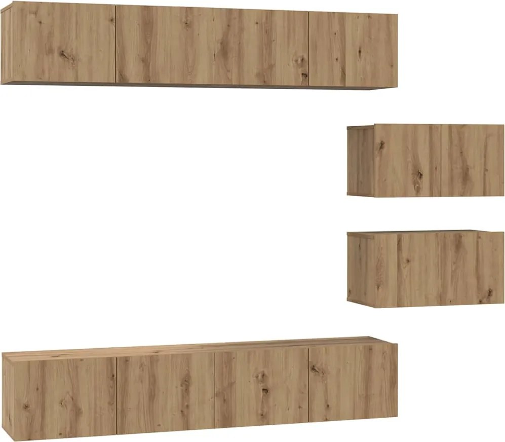 vidaXL Set comodă TV Pe perete 6 pcs Stejar Artizanal Lemn compozit