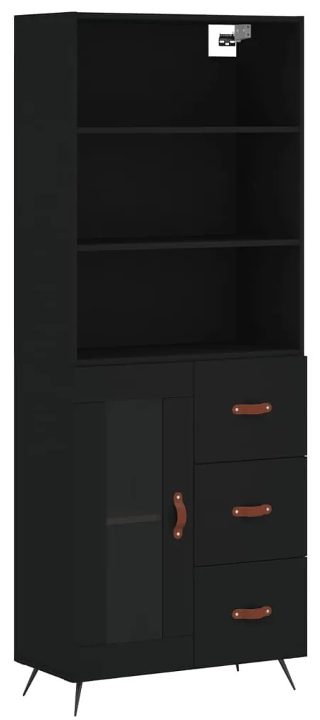 3189478 vidaXL Dulap înalt, negru, 69,5x34x180 cm, lemn compozit