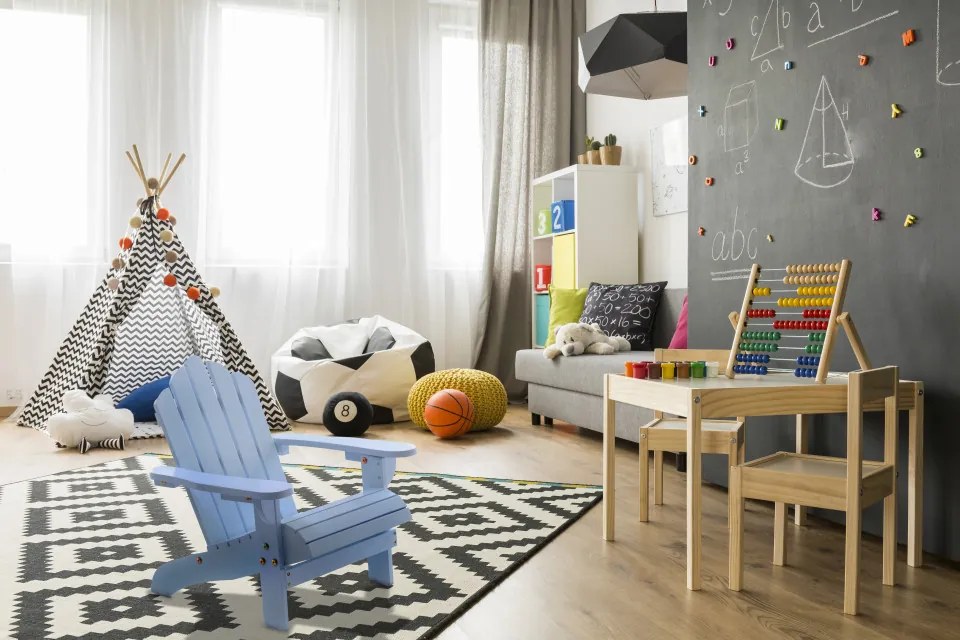 Scaun pentru copii din lemn de cedru Adirondack Kids Albastru pastel