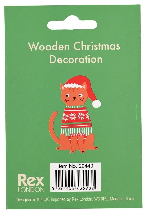 Ornament de Crăciun din lemn 5 cm Ginger Cat – Rex London