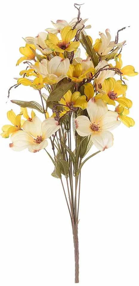 Buchet de flori artificiale galben crem 42 cm