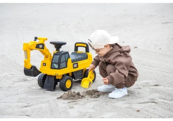 Excavator fără pedale pentru copii CAT galben/negru