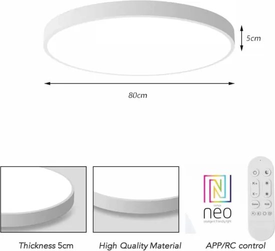 Immax NEO 07315L-LED Plafonieră reglabilă SEMPLICI 96W/230V diam. 80 cm Wi-Fi Tuya albă + telecomandă