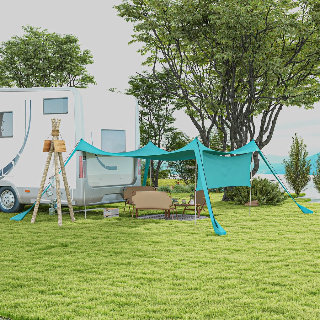 Outsunny Pânză de protecție solară, rezistentă la apă, ajustabilă, ușoară, pliabilă, suporturi din oțel, 3x3x2m, Albastru cer | Aosom Romania