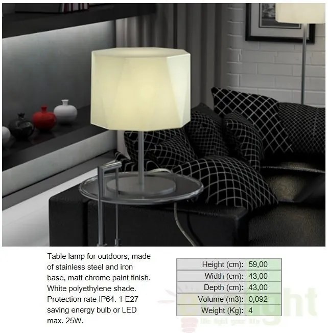 Veioza, lampa de masa exterior IP64 Timor 464832