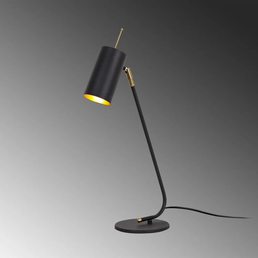 Veioză neagră/aurie cu abajur din metal (înălțime 55 cm) Sivani – Opviq lights