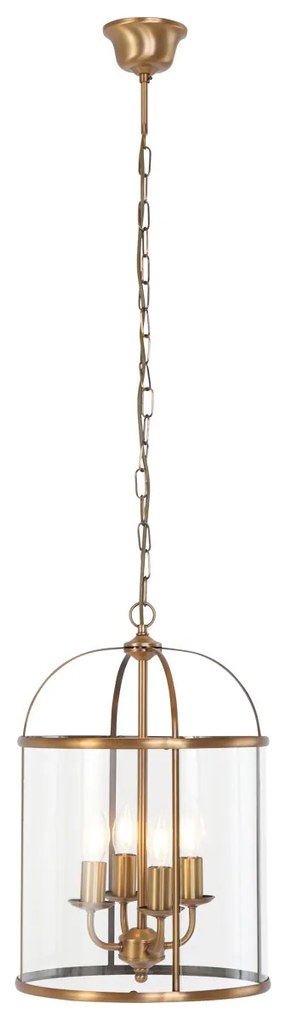 Lampă suspendată vintage bronz cu sticlă transparentă 4 lumini - Pimpernel