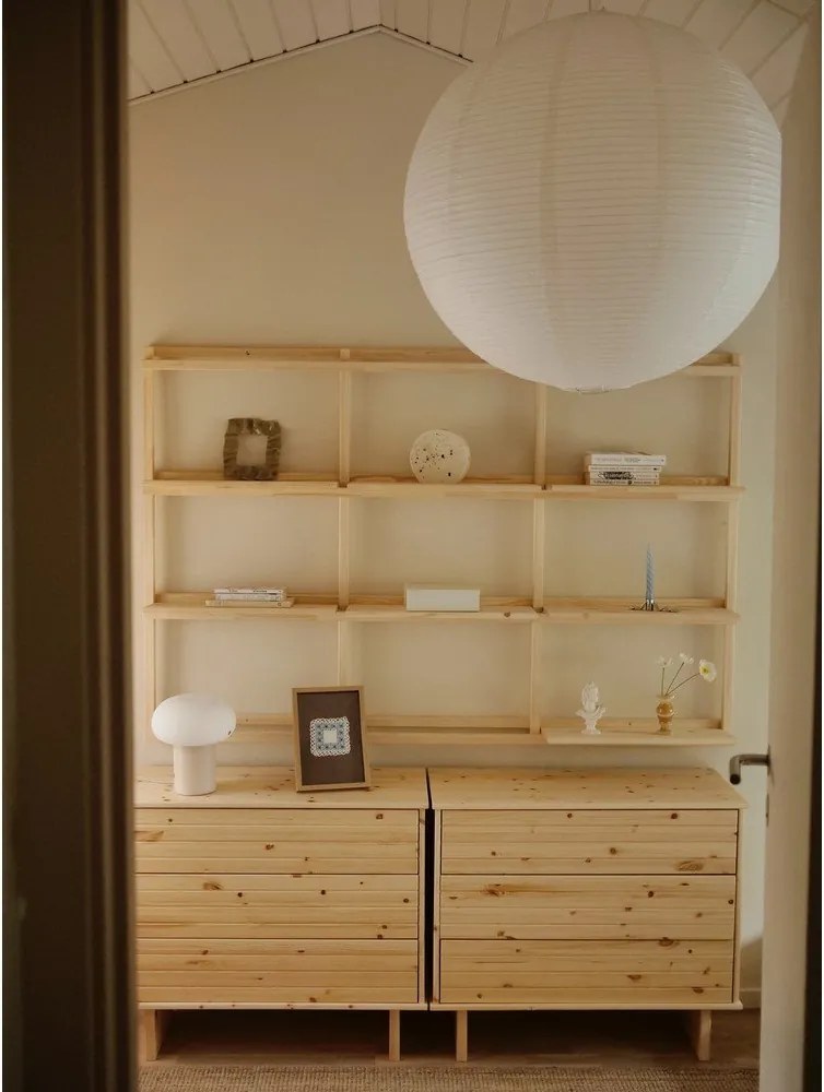 Bibliotecă de perete în culoare naturală din lemn de pin 192x127 cm Groove – Karup Design