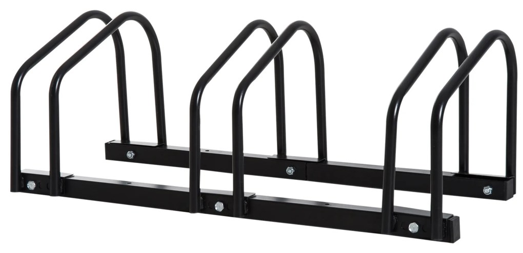HOMCOM Suport pentru 3 biciclete, depozitare pneuri de 65 mm pe sol sau pe perete, 76 x 33 x 27 cm oțel negru | Aosom Romania