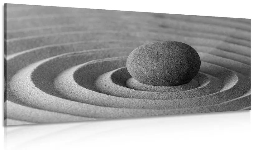 Tablou piatră meditând în design alb-negru