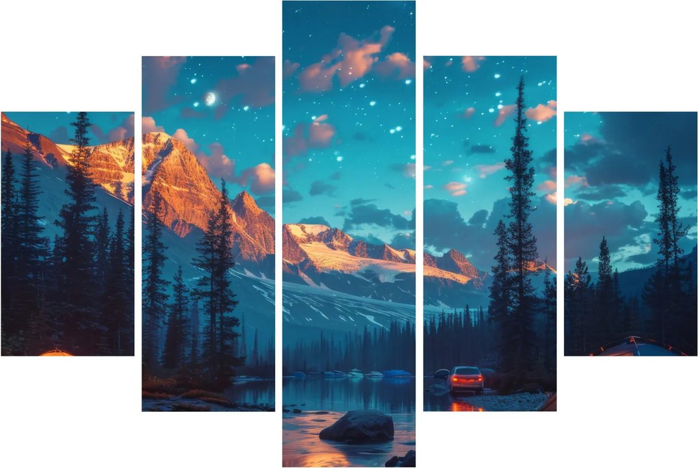 Tablou - Camping în munți (150x105 cm)