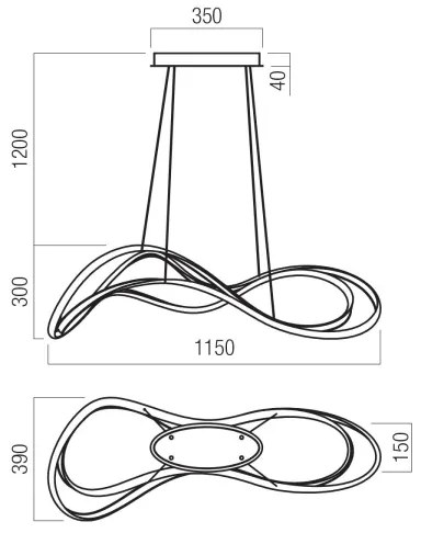Redo 01-3599 - Lustră LED dimmabilă suspendată pe cablu TEMPEST LED/58W/230V, negru