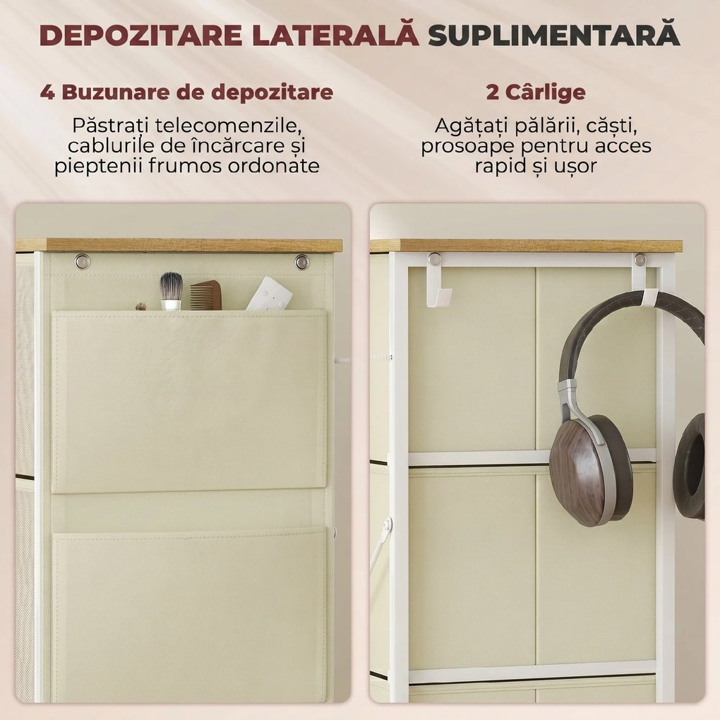 HOMCOM Comodă cu 8 sertare pliabile, cu 4 buzunare de depozitare și 2 cârlige | Aosom Romania