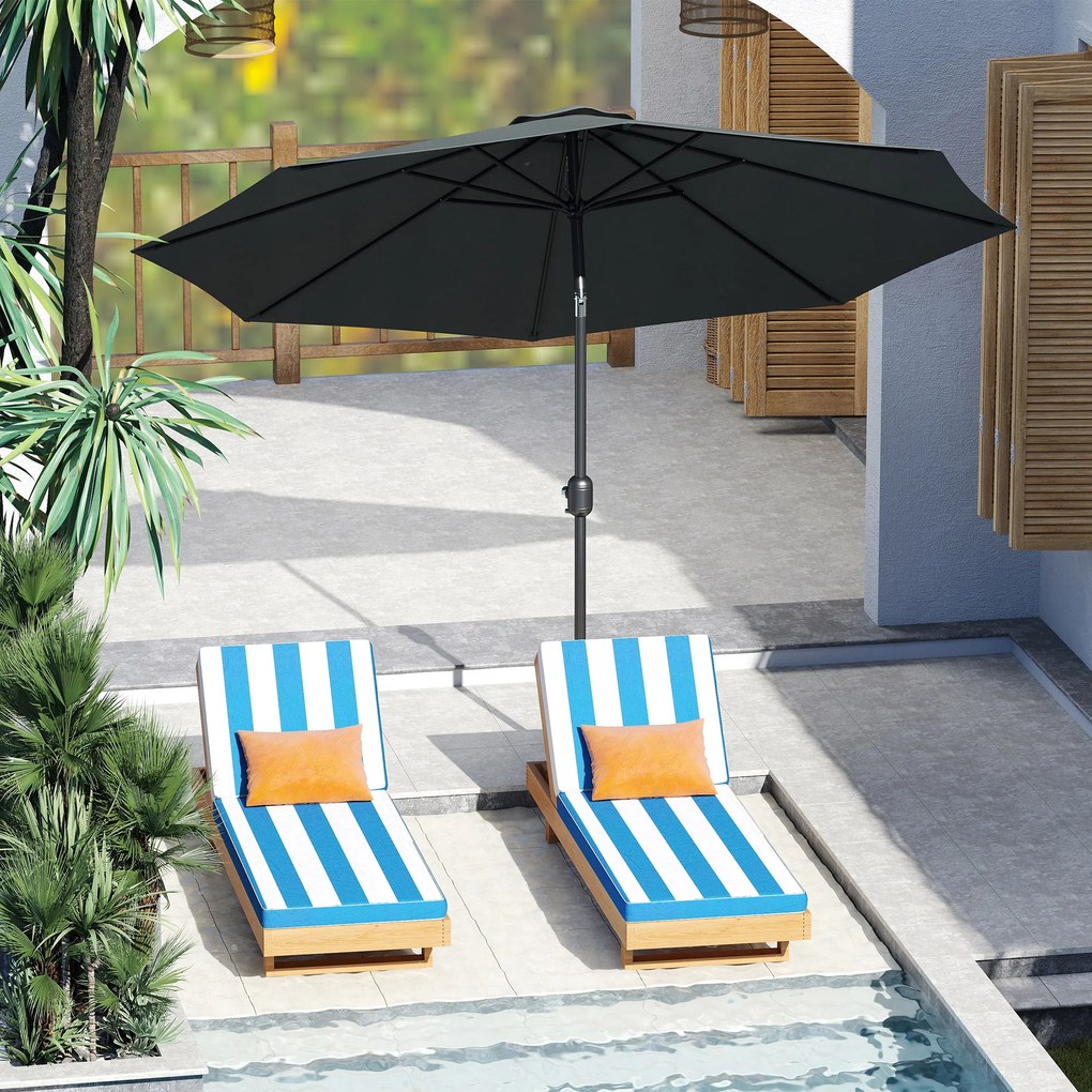 Outsunny Umbrela de Gradina Φ300cm cu Manivela, Gri Inchis | Aosom Romania