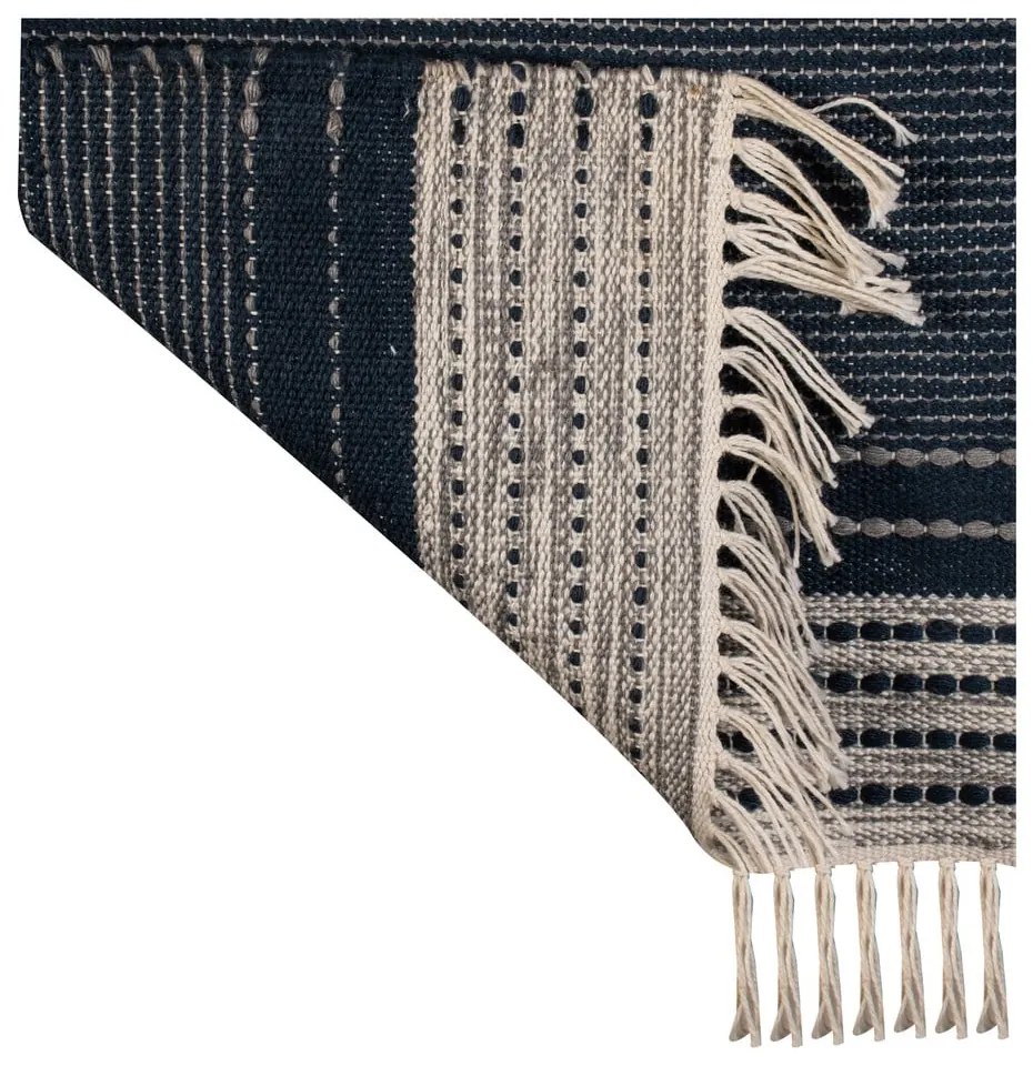 Covor reversibil pentru exterior din plastic reciclat Green Decore Civil, 80 x 180 cm, albastru-închis