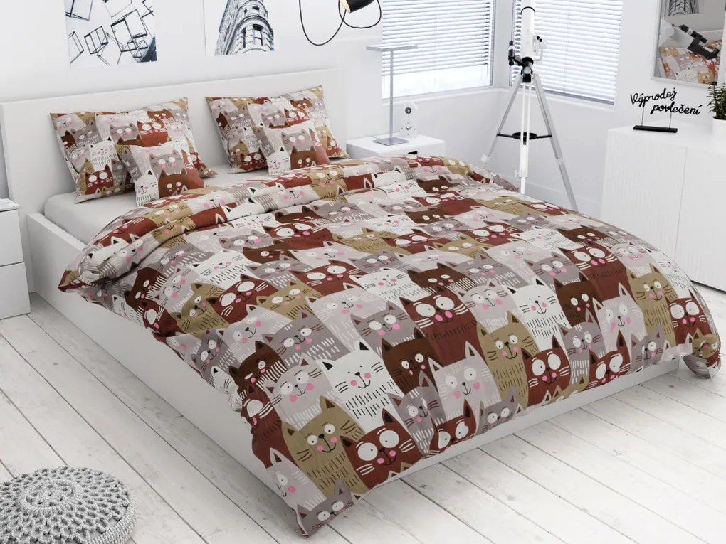 Lenjerie de pat din bumbac Culoare maro, WAGGA + husa de perna 40 x 40 cm Dimensiune lenjerie de pat: 70 x 90 cm | 140 x 200 cm