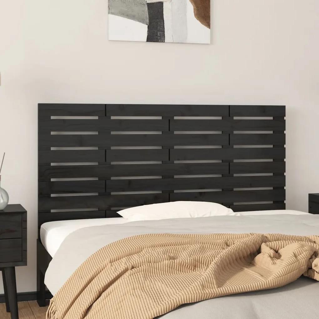 824762 vidaXL Tăblie de pat pentru perete, negru, 141x3x63 cm, lemn masiv pin