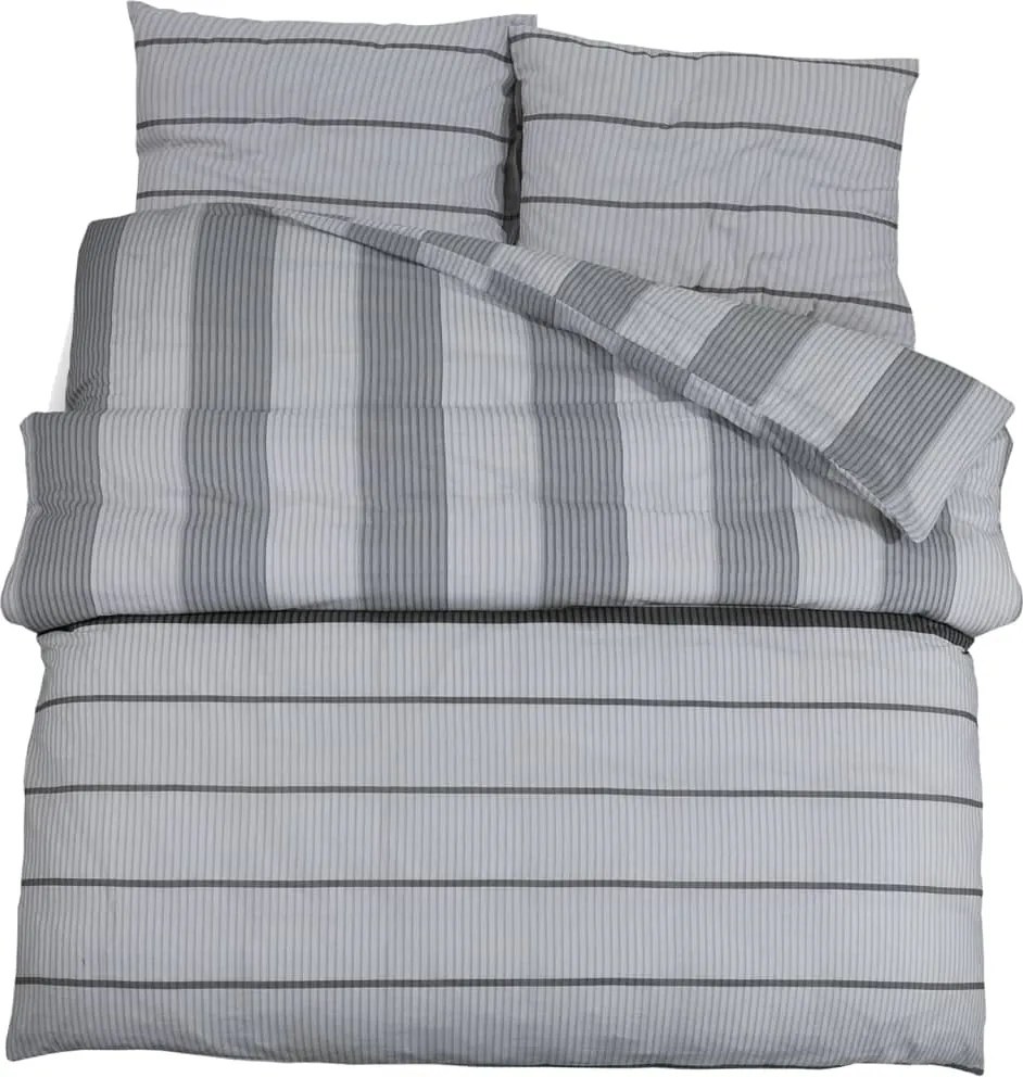 vidaXL Set cu husă de pilotă, gri, 135x200 cm, bumbac