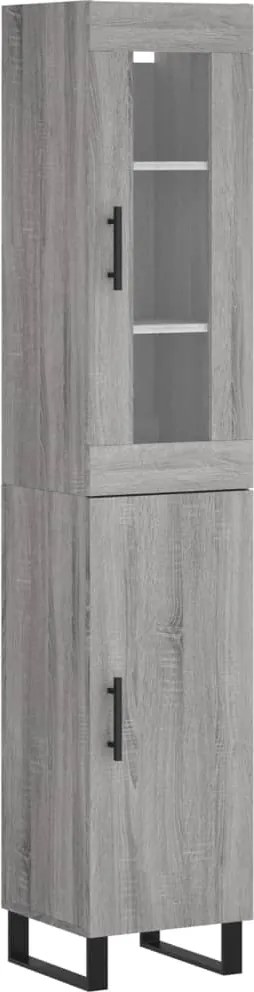 vidaXL Dulap înalt, gri sonoma, 34,5x34x180 cm, lemn prelucrat
