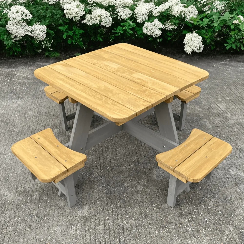 Set mobilier de grădină pentru copii, realizat din lemn, maro / gri, PIKIO