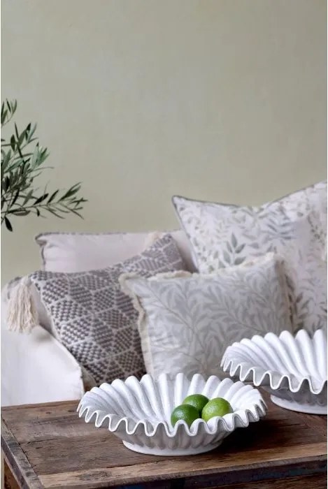 Tavă decorativă din ceramică cu margine striată, Ø44 cm
