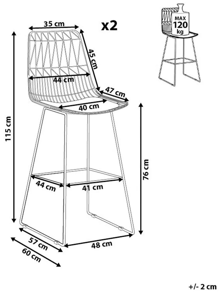 Set scaune tip bar 2buc. Pesto (argint). 1009925