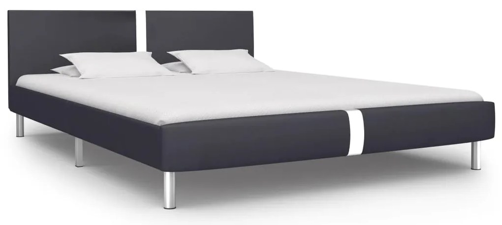 vidaXL Cadru de pat, negru, 140 x 200 cm, piele ecologică
