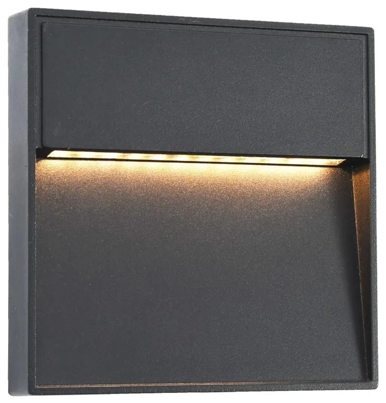 Lampi de perete led de exterior, 2 buc., negru, 3 w, patrat
