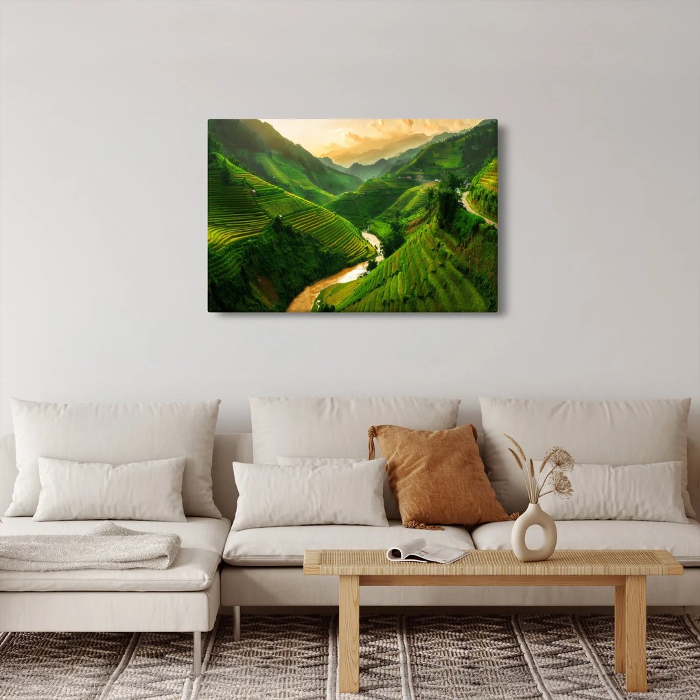 Tablou - Terase de orez Mu Cang Chai (90x60 cm)