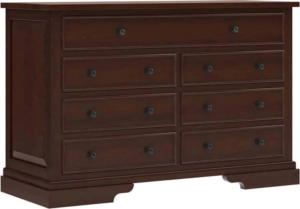 Comodă lemn masiv nuc Louis 7 Sertare, 145 × 55 × 90 cm