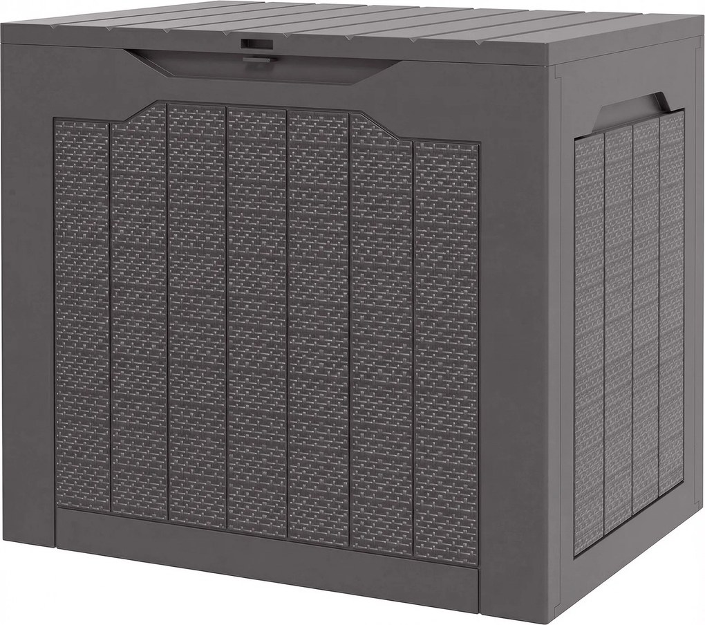 Outsunny Cufăr de depozitare exterior 93L cu mânere încastrate, cufăr de depozitare etanș 56 x 41 x 50 cm, maro | Aosom Romania