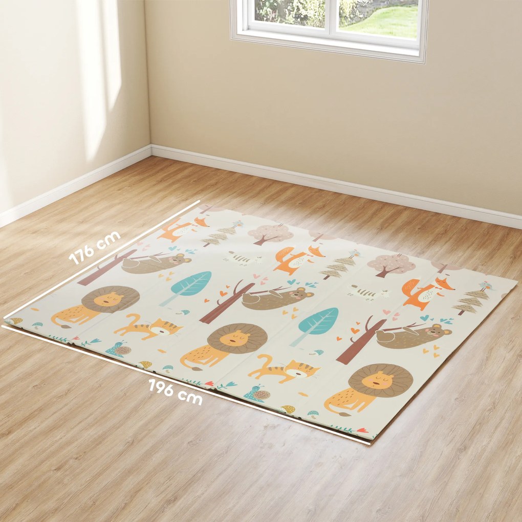 AIYAPLAY Saltea de joacă pentru copii 196 x 176 x 1,5 cm pliabilă dublă față Multicolor | Aosom Romania