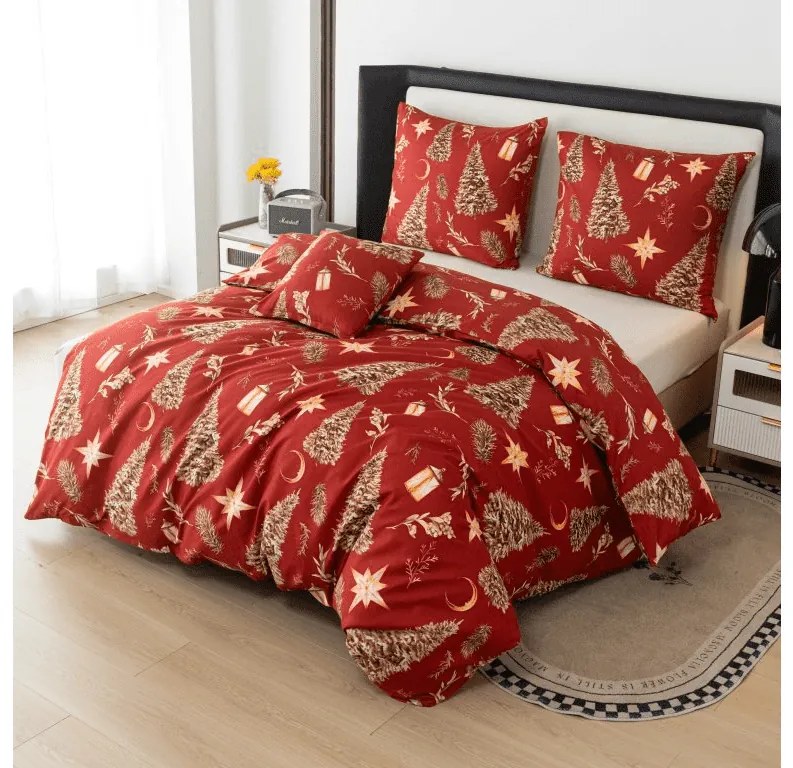 Lenjerie de pat din microfibra GOLD CHRISTMAS rosu Dimensiune lenjerie de pat: 2 buc 70 x 90 cm | 200 x 220 cm