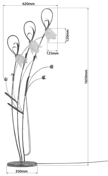 Lampadar TULIPANO 3xE14/40W/230V sticlă Murano