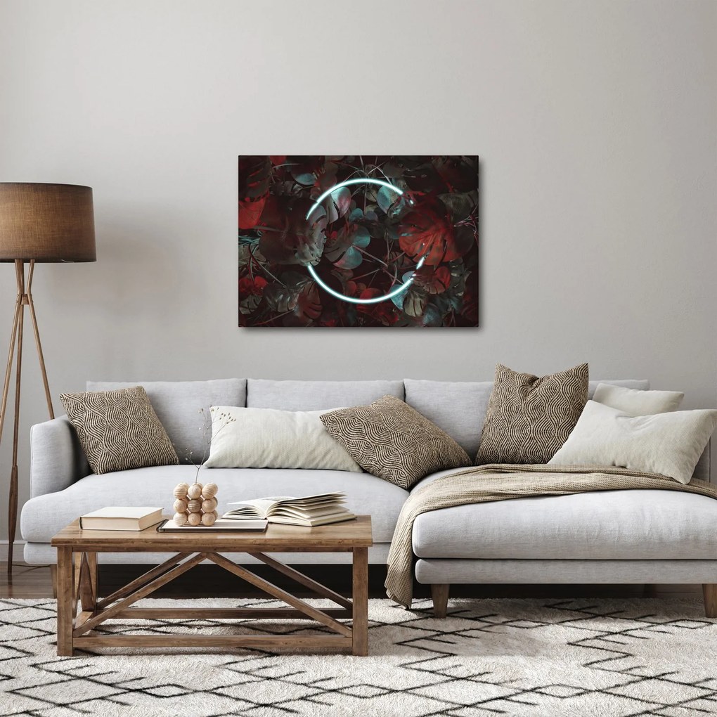 Tablou - Cerc de neon între palmieri (70x50 cm)